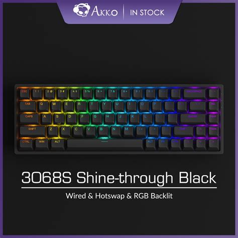Akko S Shine Through Black Rgb Hot Swappable Mechanical Gaming Keyboard Wired With Asa