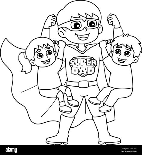 Fathers Day Super Dad Isolated Coloring Page Stock Vector Image And Art