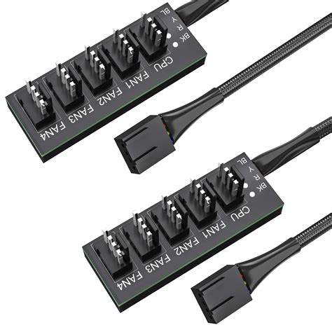 Buy Pwm Fan Hub 2 Pack Pc Fan Splitter 5 Way Sleeved Power Supply