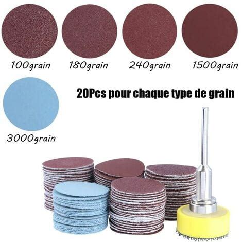 Lot de 100 Disques Abrasifs de Ponçage Ronds 25mm Papier Verre Auto