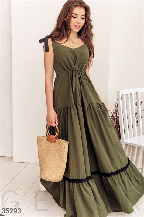 Сарафан-макси в оттенке хаки (арт. 35293) ♡ интернет-магазин Gepur