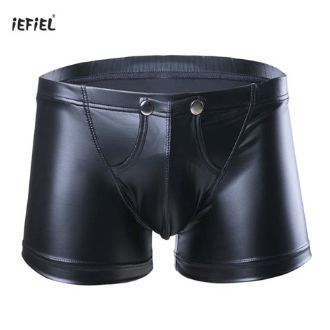 Sexy Gay Men Lingerie Black Faux Leather Boxer Shorts Underpants Underwear Men Underwear And