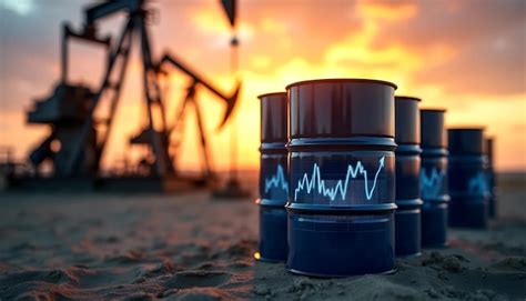 Oil Barrels with Stock Market Graph and Oil Rig Symbolizing Oil Stocks ...
