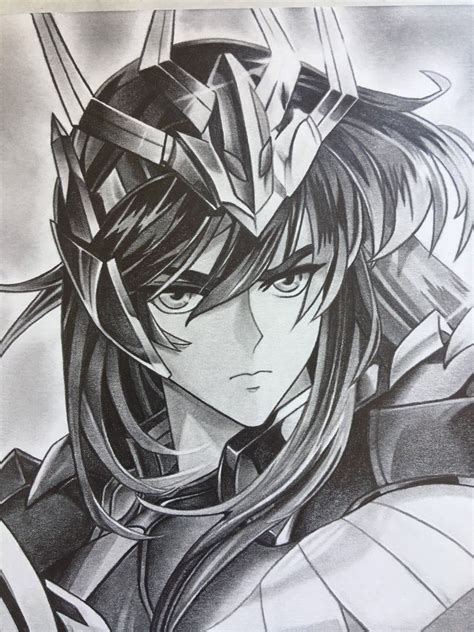 Saint Seiya Original Graphite Pencil Drawing Of Dragon Shiriu Etsy