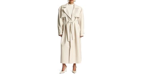Naked Wardrobe Faux Leather Trench Coat In Natural Lyst