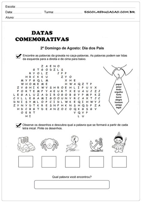 Atividade Dia Dos Pais Ensino Fundamental - Atividades para Dia dos Pais Ensino Fundamental para Imprimir