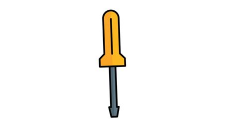 Animated yellow handle screwdriver with a black shaft and a pointed tip