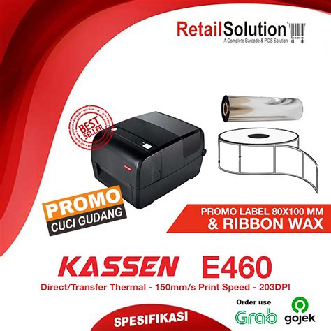 Jual Printer Barcode Label 203 DPI USB Kassen E460 E 460 Garansi