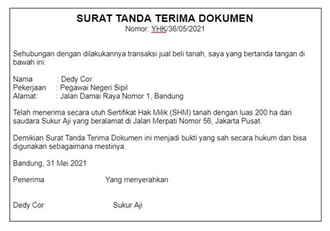 Detail Contoh Surat Serah Terima Sertifikat Tanah Koleksi Nomer 33