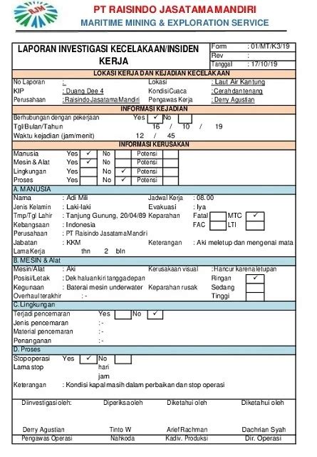 Cara Buat And Contoh Laporan Kecelakaan Kerja Yang Benar