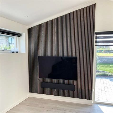 Slatted Wooden Veneer Acoustic Panel Soundproof Wall Panel Grooved Wood