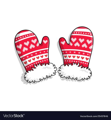 Pair knitted winter mittens isolated on white Vector Image