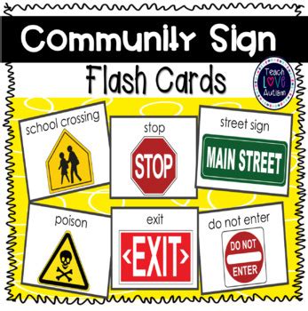 Community Signs Flashcards with Words - Shop | Teach Love Autism