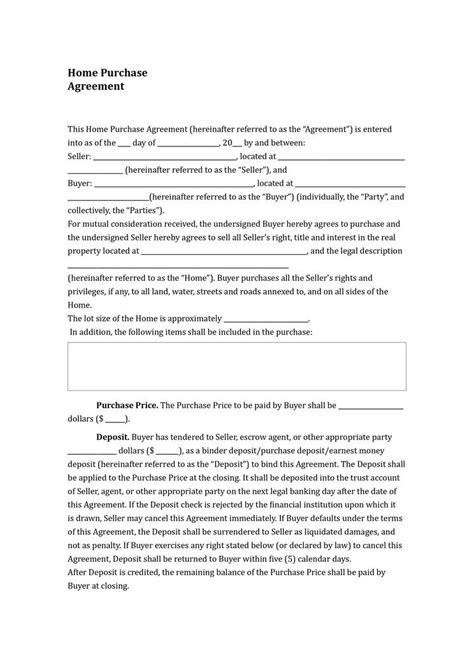 Home Purchase Agreement Template