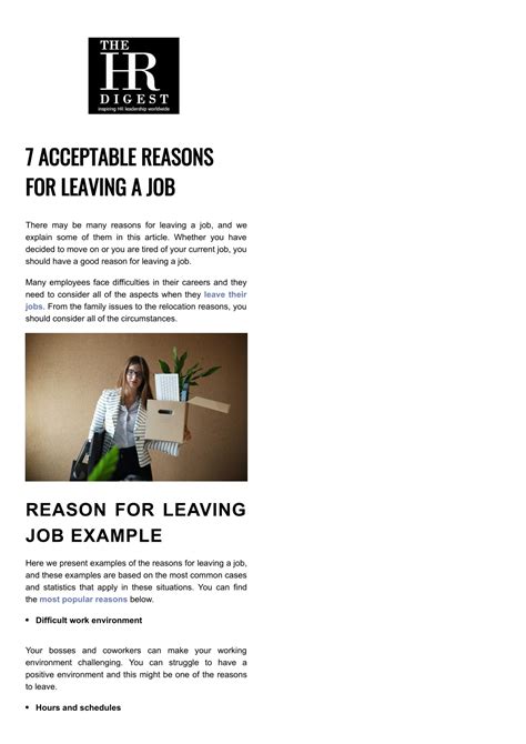 Ppt 7 Acceptable Reasons For Leaving A Job Powerpoint Presentation