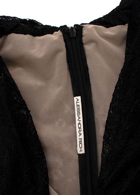 Alessandra Rich Black Lace Nude Illusion Gown Hardly Ever Worn It