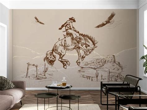 Western Cowboy Wall Decal Southwestern Wallpaper Wild West - Etsy ...