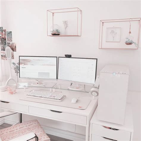 30 Aesthetic Desk Ideas For Your Workspace Gridfiti White Desk Setup Room Setup Home