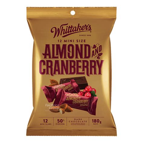 Whittakers Mini Dark Chocolate Bar Almond And Cranberry Ntuc Fairprice