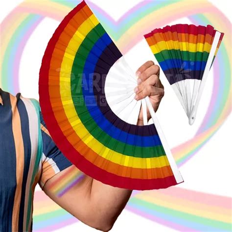 Abanico Grande Pl Stico Tela Bandera Orgullo Gay Pride Lgbt Mercadolibre