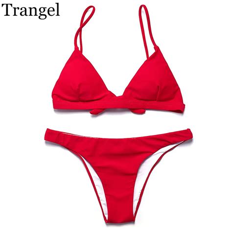 Trangel Swimsuit Swimwear Women Bikinis Solid Woman Swimsuits Female