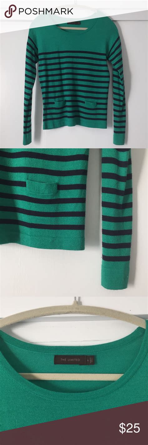 Green And Navy Blue Striped The Limited Sweater Blue Stripes