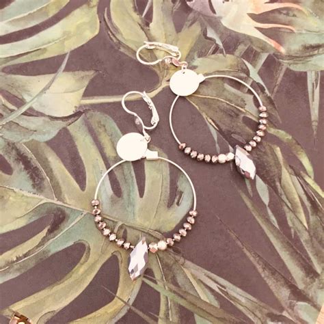 Boucles D Oreilles Miranda Gris Plaqu Argent Gwapita