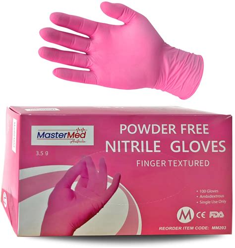 MasterMed Pink Nitrile Gloves Powder Latex Free 3 5g Lightweight