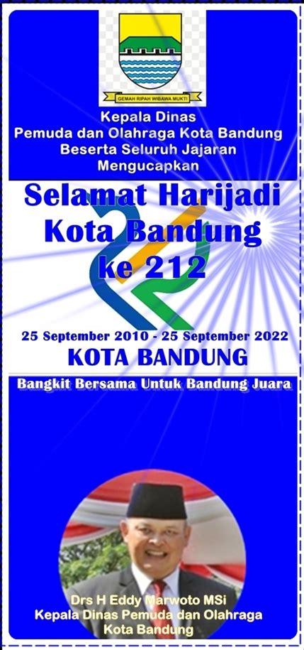 Ucapan Selamat Harijadi Kota Bandung Ke 212 Dari Kepala Dinas Pemuda