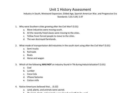 History Unit Test Part