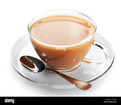 Glass Cup Of Tea With Milk Isolated On White Background Stock Photo Alamy