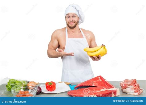 Bodybuilder Chef With Apron On Naked Muscular Body Royalty Free Stock Image CartoonDealer