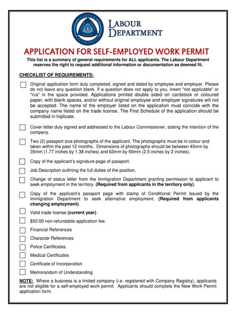 Fillable Online Bvi Gov Self Employed Work Permit Application Form Fax