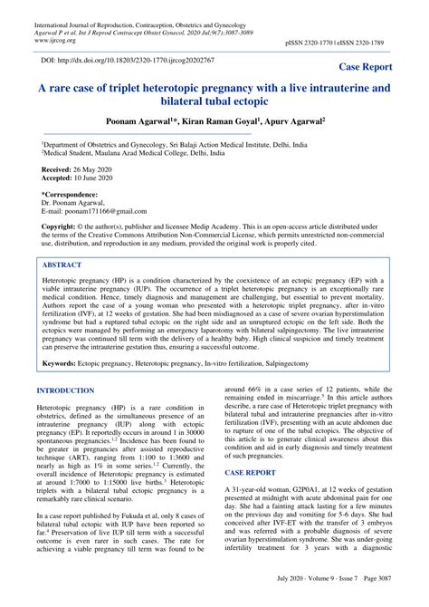 Pdf A Rare Case Of Triplet Heterotopic Pregnancy With A Live