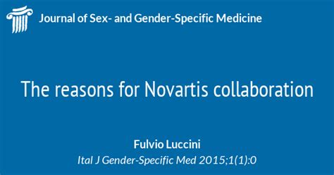 The Reasons For Novartis Collaboration Journal Of Sex And Gender