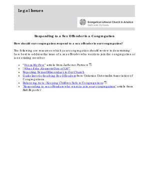 Fillable Online Responding To A Sex Offender In A Congregation Fax