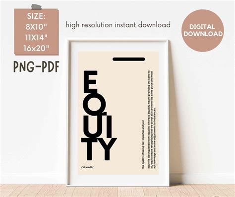 Minimalist Office Decor Set Of 4 Diversity Definition Equity Inclusion Poster Typography