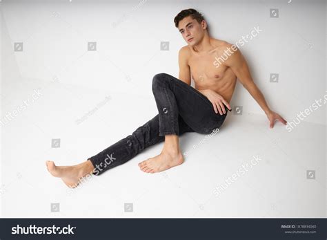Handsome Man Naked Torso Sitting On Stock Photo 1878834040 Shutterstock