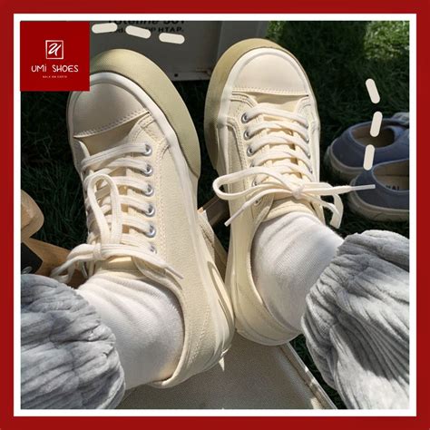 LOẠI Giày thể thao nữ đế bằng bánh mì basic độn đế cm vải canvas bata mới hot phong cách