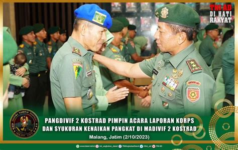 Pangdivif 2 Kostrad Pimpin Acara Laporan Korps Dan Syukuran Kenaikan