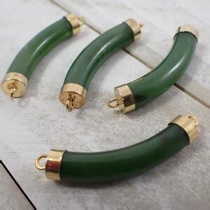 Pcs Green Nephrite Jade Connectors Green Natural Crystal Connectors