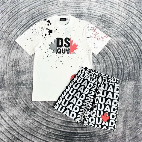 Bộ Quần Áo Thun DSQ Vẩy Sơn Chữ Icon Hotrend Hè Mẫu Quần áo Hè Nam Hot Siêu Thoáng Mát