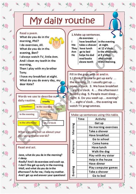 My Daily Routines Esl Worksheet By Devitsa