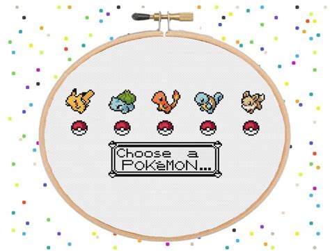 A Cross Stitch Pattern With The Words Choose A Pokemon