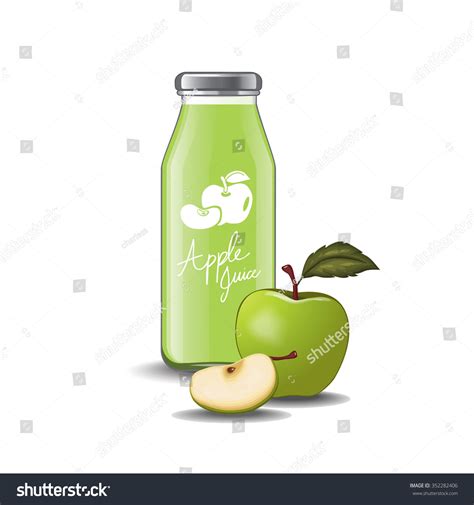 Green Apple Juice Bottle Vector Illustration Stock Vector Royalty Free