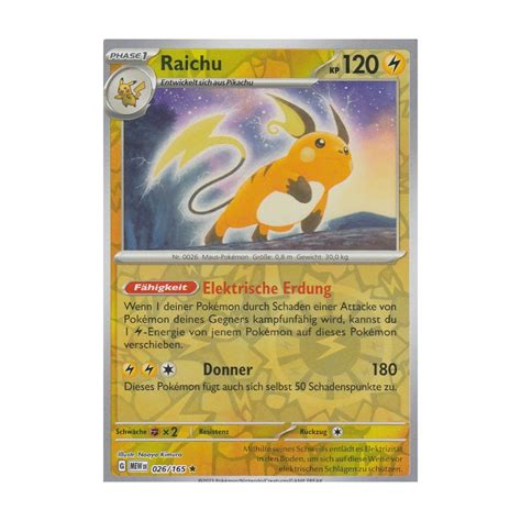 Raichu 026 165 Holo REVERSE HOLO MEW 151 Pokemon Karte Kaufen