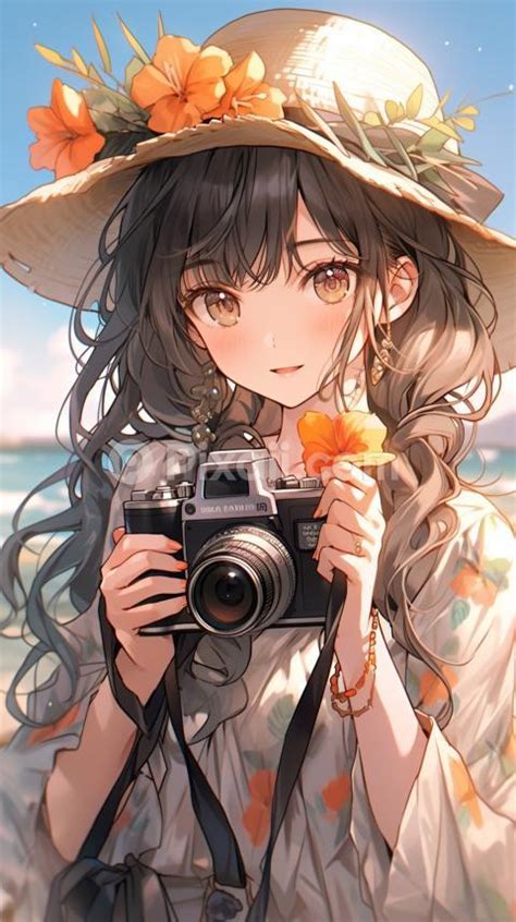 anime girl holding  camera wallpaper    picturelk