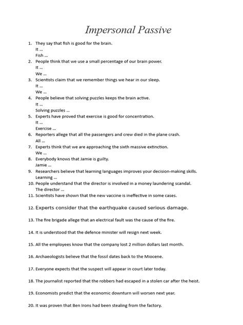 impersonal passive  games activities