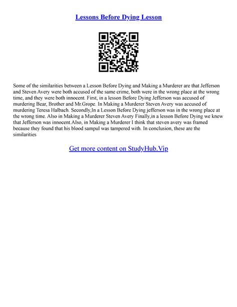 A Lesson Before Dying Essay - Lessons Before Dying Lesson Some of the