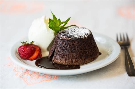 Chocolate Volcano With Cream Ice Cream Stock Photo Download Image Now